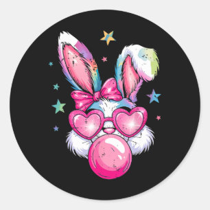 Funny Rabbit Bunny Blowing Bubble Coquette Cute Ea Classic Round Sticker
