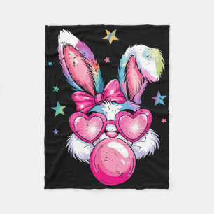 Funny Rabbit Bunny Blowing Bubble Coquette Cute Ea Fleece Blanket