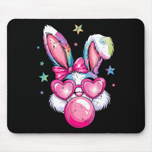 Funny Rabbit Bunny Blowing Bubble Coquette Cute Ea Mouse Pad (Front)