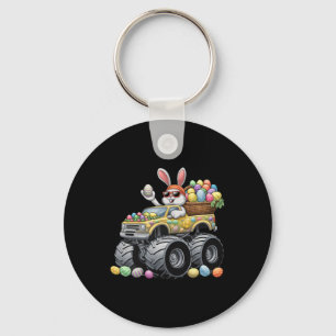 Funny Rabbit Bunny Monster Truck Eggs Kids Easter  Keychain