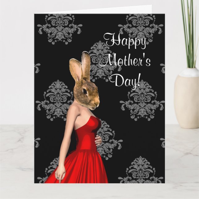 Funny rabbit character mothers day card (Front)