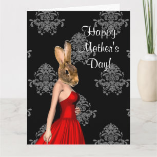 Funny rabbit character mothers day card
