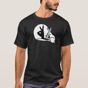 Funny Rabbit hand shadow puppets humor pop art boy T-Shirt