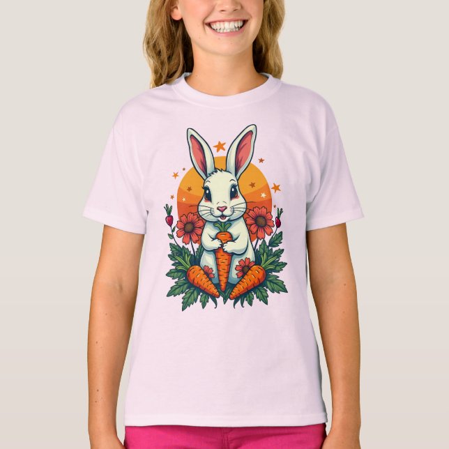 Funny Rabbit Lover Spring Retro T-Shirt (Front)