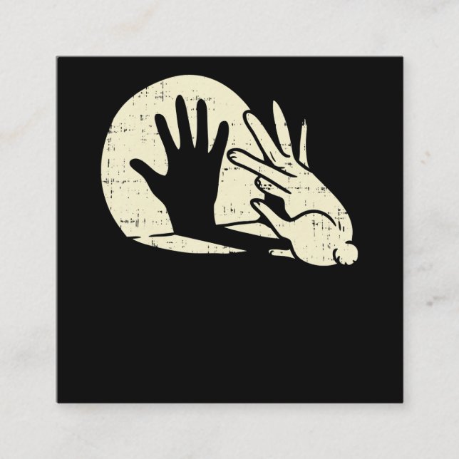 Funny Rabbit Shadow Play Pun Bunny Lover Square Business Card (Front)