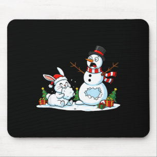 Funny Rabbit Snowman Christmas Bunny Womens Mens K Mouse Pad