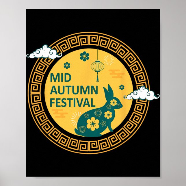 Funny Rabbits Mooncake Chinese New Year Mid Autumn Poster (Front)