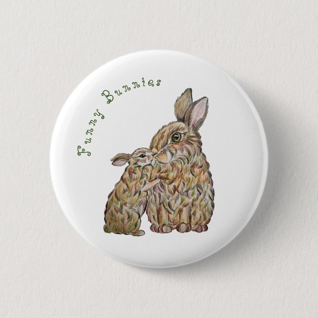 Funny rabbits. Pencil drawing 2 Inch Round Button (Front)