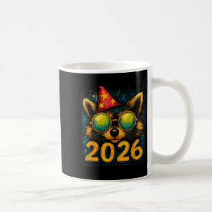 Funny Raccoon 2026 New Year Party Animal Celebrati Coffee Mug