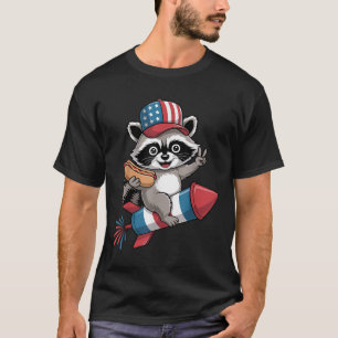 Funny Raccoon 4th Of July Hot Dog Fourth Of July T-Shirt