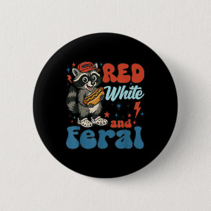 Funny Raccoon 4th Of July Patriotic Cute Red White 2 Inch Round Button