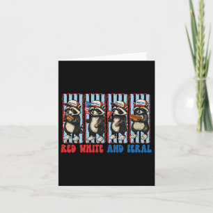 Funny Raccoon 4th Of July Patriotic Cute Red White Card