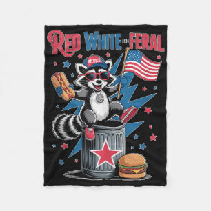 Funny Raccoon 4th Of July Patriotic Cute Red White Fleece Blanket