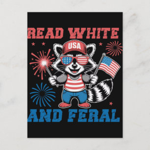 Funny raccoon 4th of july patriotic cute red white holiday postcard