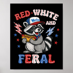 Funny Raccoon 4th Of July Patriotic Cute Red White Poster