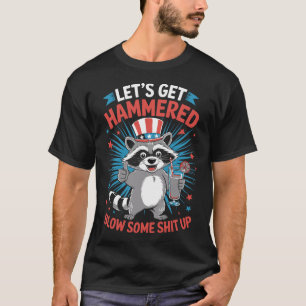 Funny Raccoon 4th of July Patriotic Design T-Shirt