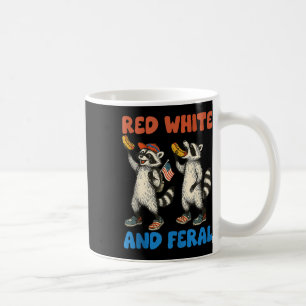 Funny Raccoon 4th Of July Us Flag Patriotic Red Wh Coffee Mug