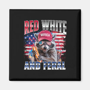 Funny Raccoon 4th Of July Usa Patriotic Red White  Magnet