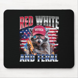Funny Raccoon 4th Of July Usa Patriotic Red White Mouse Pad