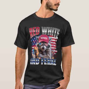 Funny Raccoon 4th Of July Usa Patriotic Red White T-Shirt