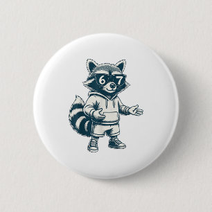 Funny Raccoon 67 Meme Six Seven 2 Inch Round Button