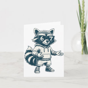 Funny Raccoon 67 Meme Six Seven Card