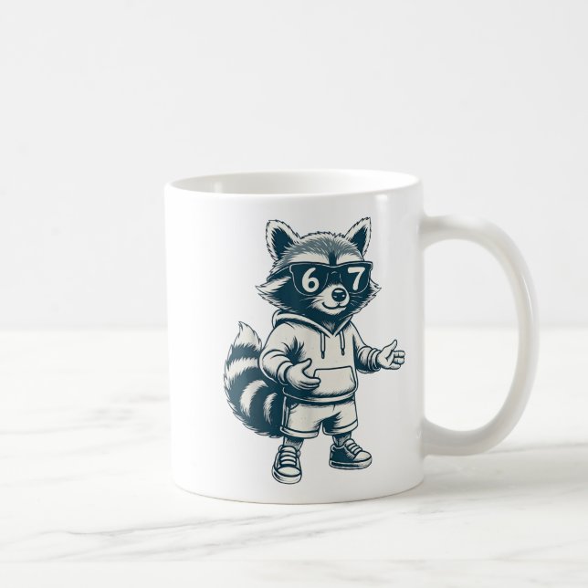 Funny Raccoon 67 Meme Six Seven  Coffee Mug (Right)