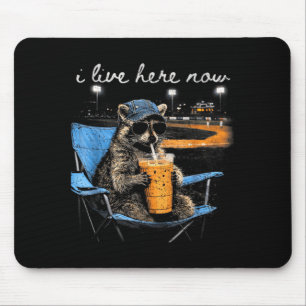 Funny Raccoon Ballfield Baseball Field I Live Here Mouse Pad
