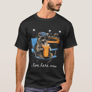 Funny Raccoon Ballfield Baseball Field I Live Here T-Shirt