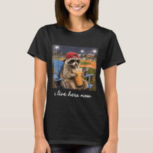 Funny raccoon ballfield baseball field live here T-Shirt
