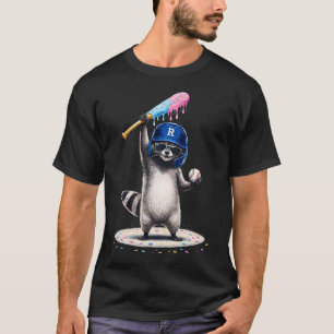 Funny Raccoon Baseball Ice Cream Drip T-Shirt