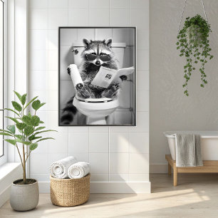 Funny Raccoon Bathroom Humourous Animal Wall Art