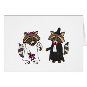 Funny Raccoon Bride and Groom Wedding Art