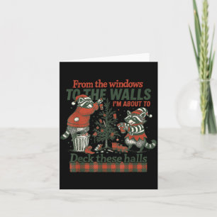 Funny Raccoon Christmas Deck These Halls Humor  Card