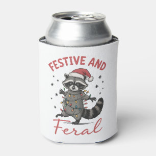 Funny Raccoon Christmas Feral Meme Xmas  Can Cooler