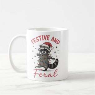Funny Raccoon Christmas Feral Meme Xmas Coffee Mug