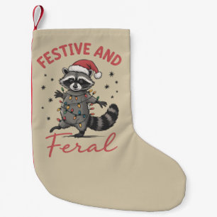Funny Raccoon Christmas Feral Meme Xmas Small Christmas Stocking