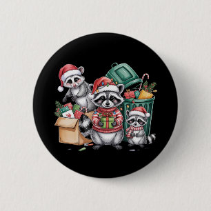 Funny Raccoon Christmas Opossum & Street Cats 2 Inch Round Button