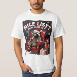 Funny Raccoon Christmas Shirt Naughty List Humour