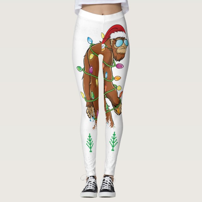 Funny Raccoon Christmas Socks Costume Merry Xmas T Leggings (Front)