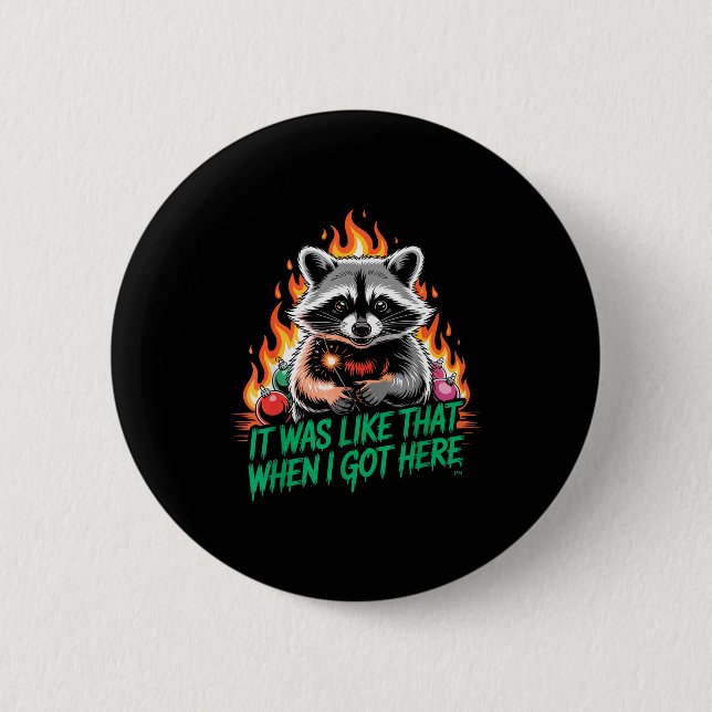 Funny Raccoon Christmas Trash Panda Xmas  2 Inch Round Button (Front)
