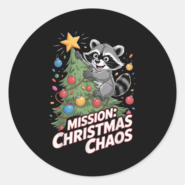 Funny Raccoon Christmas Trash Panda Xmas  Classic Round Sticker (Front)
