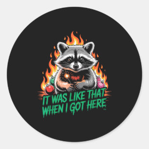 Funny Raccoon Christmas Trash Panda Xmas  Classic Round Sticker
