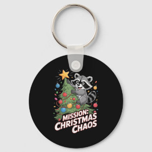 Funny Raccoon Christmas Trash Panda Xmas  Keychain