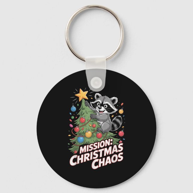 Funny Raccoon Christmas Trash Panda Xmas  Keychain (Front)