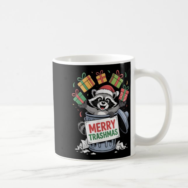Funny Raccoon Christmas Trash Panda Xmas Merry Tra Coffee Mug (Right)