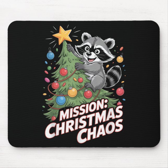 Funny Raccoon Christmas Trash Panda Xmas  Mouse Pad (Front)