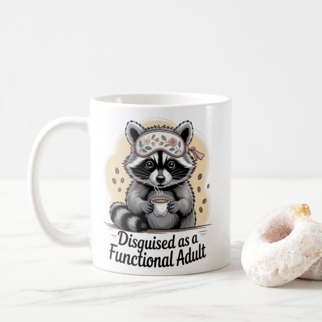 Funny Raccoon Coffee Mug Disguised as a Functional (With Donut)