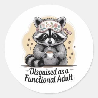 Funny Raccoon Coffee Sticker Functional Adult Deca