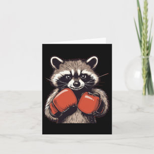 Funny Raccoon Costume For Sport And Boxing Gloves Card